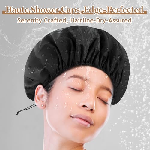 Sheomern Adjustable Waterproof Shower Cap with Terry Cloth Lining