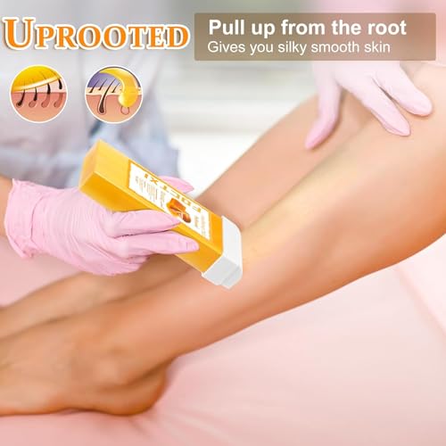 Wax Roller Kit £×ax Cartridge, Roll On Wax for Hair Removal, Roll on £×ax, 4 Honey Hair Removal £×ax Cartridge and 10 Pack Cleaning Oil Wipes for Women