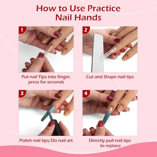 Silicone Practice Hand for Acrylic Nails with Stand