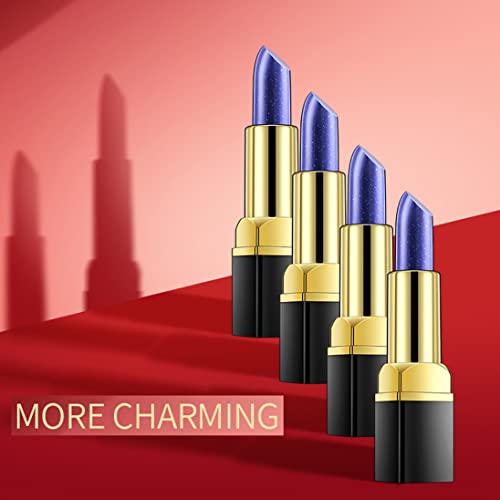 Long-Lasting Moisturizing Lipstick, Magical Discoloration Blue-Rose Temperature Changing Blue Lipstick, With Flash Long-lasting (3Pcs)