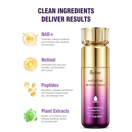 NAD+ Retinol Collagen Serum for Face: Anti-Aging Peptide Serum, Tightens Skin, Reduces Wrinkles & Fine Lines, Hydrating Serum for Radiant Glow 1.7 fl.oz