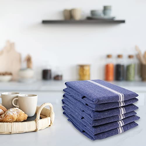 LANE LINEN Kitchen Towels Set - 100% Pure Cotton Dish Towels for Kitchen, Super Absorbent Kitchen Hand Towel, Blue Tea Towels, Soft & Durable Dish Cloths, Pack of 12 – 15”x25”, Blue Chambray