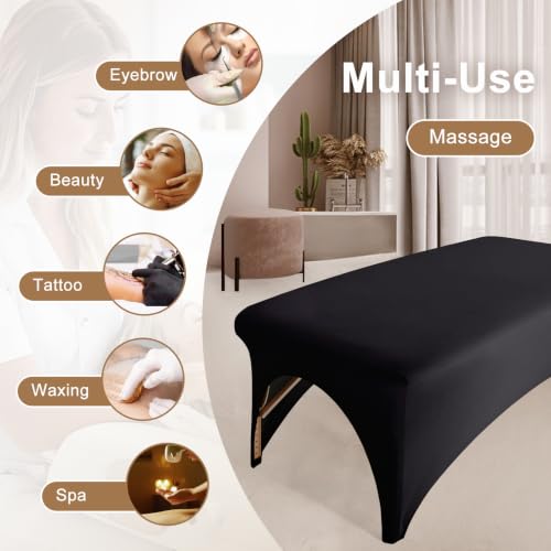 HOLITS 1-Piece Black Stretchy Spa Bed Cover for Massage & Beauty Tables