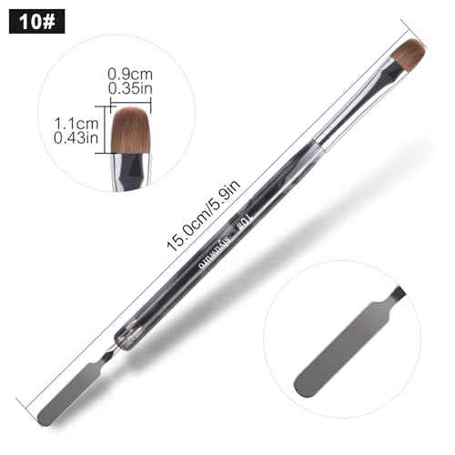 Kolinsky Sable Nail Brush French Nail Brush 2 Way Professional Gel Acrylic Nail Art Brush with Stirring Rod for French Manicure Cuticle Clean Up Nail Art Design Brush (10#)