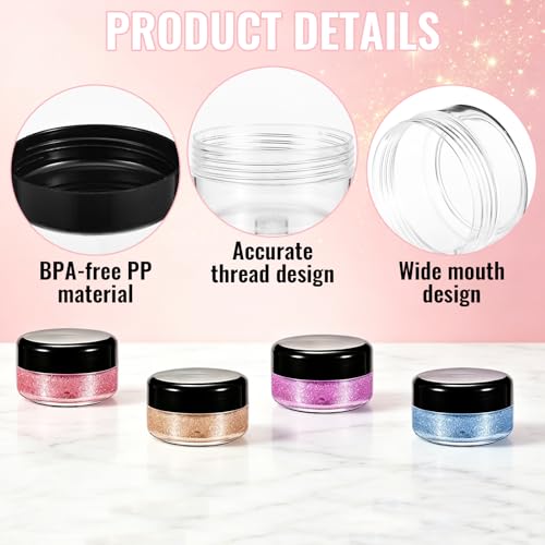 1 Oz Plastic Jars with Lids - 100 Pack Clear Cosmetic Containers