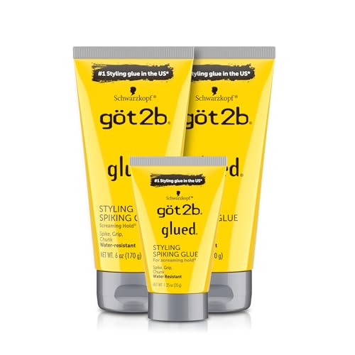 Got2b Glued Spiking Hair Gel 6oz Tubes + Travel Size
