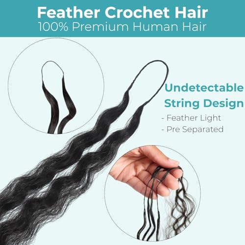 Lvnatu Feather Crochet Human Hair 20 Inch Deep Wave 120g