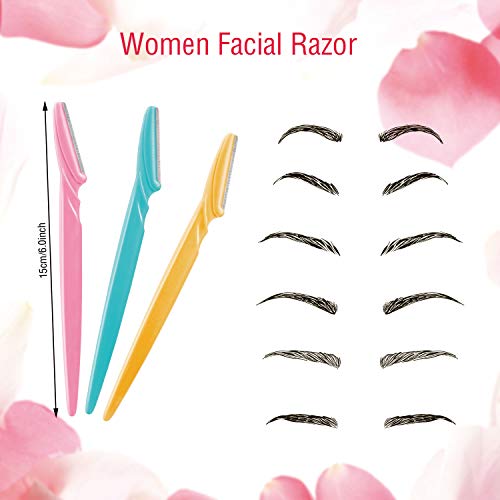 Boao 96 Pieces Eyebrow Razor Eyebrow Trimmer Shavers Dermaplaning Tool Face Razors for Women with Precision Cover (Pack of 2)