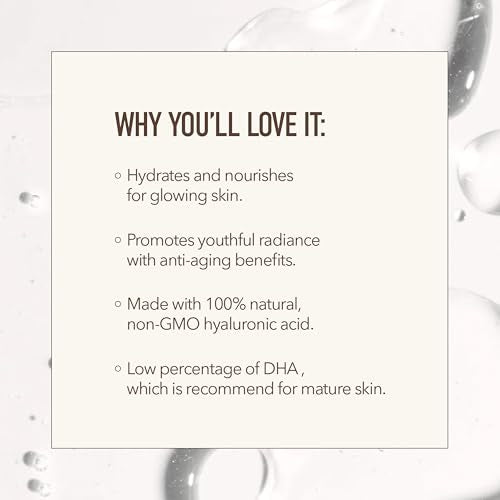 Nuda Hyaluronic Self Tanning Serum - Gradual Sun-Kissed Glow with Hydrating Power, Transfer-Free, Vegan, 1 Fl Oz