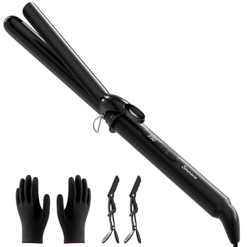 SimerSure Classic Black 1-Inch Ceramic Curling Iron with 12 Temp Settings, Dual Voltage
