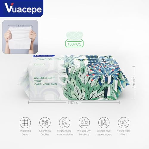 Vuacepe Face Towels Disposable Clean Facial Towels, Soft Cotton Facial Dry Wipes, Disposable Face Towel for Skin Care, Face Towelette Facial Cleansing, Makeup Remover Face Clean Clothes 300 Count