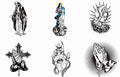 Temporary Tattoos Virgin Mary Praying Hands Cross 6 Sheets
