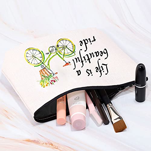 MBMSO Life is a Beautiful Ride Makeup Bag Bicycle Travel Bag Bike Lovers Gifts Cycling Gifts for Cyclists Biker (Life is a Beautiful Ride)