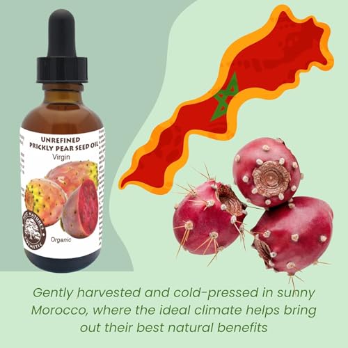 Prickly Pear Seed Oil Organic - Virgin (Cold Pressed, Unrefined) for hydrated skin, glowing mature skin. Nature¡¯s Desert Secret for Radiant Skin and Hair 1 oz (30ml)