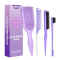 QUWHE Curl Defining & Detangling Brush – Dual-Vented Flexible Bristles, Purple