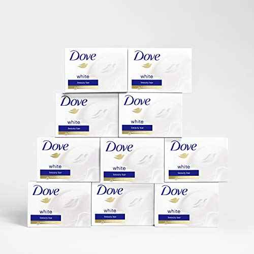 Dove Beauty Bar More Moisturizing than Bar Soap White Effectively Washes Away Bacteria, Nourishes Your Skin 3.75 oz, 10 Bars
