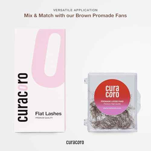 Curacoro Brown Eclipse Flat Lash Extensions - Mixed Length 8-15mm, Thickness 0.15mm, C CC D Curl, Brown Mink False Lashes, Matte Finish, Individual Eyelashes for Salon Use, Lightweight and Fluffy