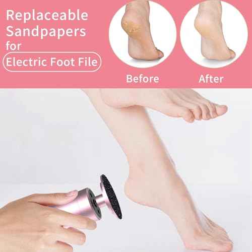 120 Pcs Replaceable Sandpaper Refill Discs for Electric Foot File Callus Remover(80 Grit/ 100 Grit/ 120 Grit/ 180 Grit) -Lightblack