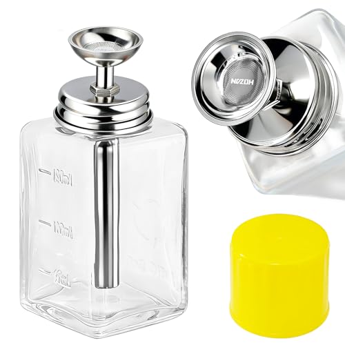 6oz Glass Pump Dispenser Bottle with Push-Down Metal Cover