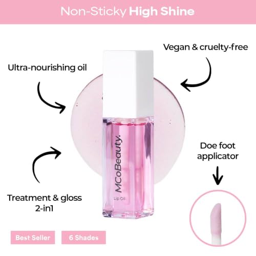 MCoBeauty Lip Oil Hydrating Tinted Lip Gloss Sheer Rose - Nourishing & Non-Sticky