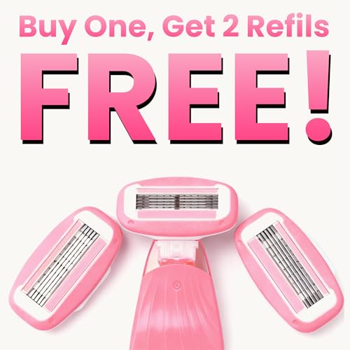 Keropy Pink Self-Lubricating 5-Blade Razor for Women with Travel Case