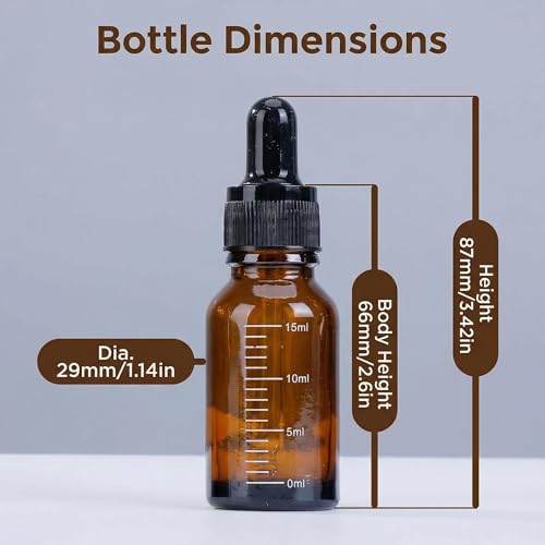 3Pcs 15ml Amber Glass Dropper Bottles Essential Oil