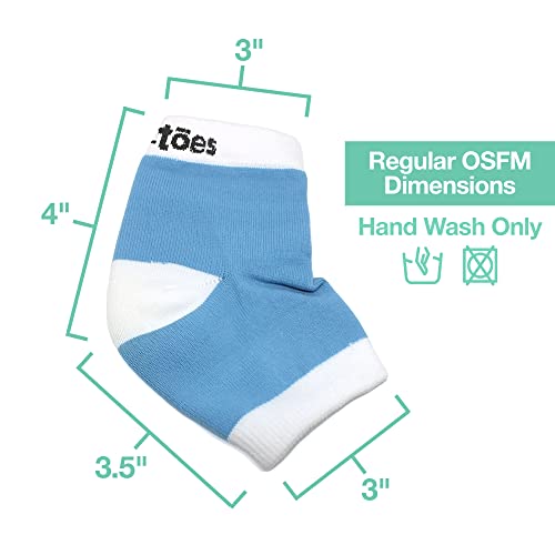 ZenToes Moisturizing Heel Socks Blue 2 Pairs - Cotton Gel-Lined Toeless Night Socks for Dry Cracked Heels