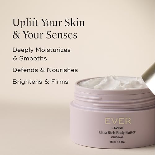 EVER Lavish Ultra Rich Body Butter ? Antioxidant & Vitamin-Infused Deep Moisturizing Cream for Softer, Firmer, Youthful-Looking Skin, 4 oz