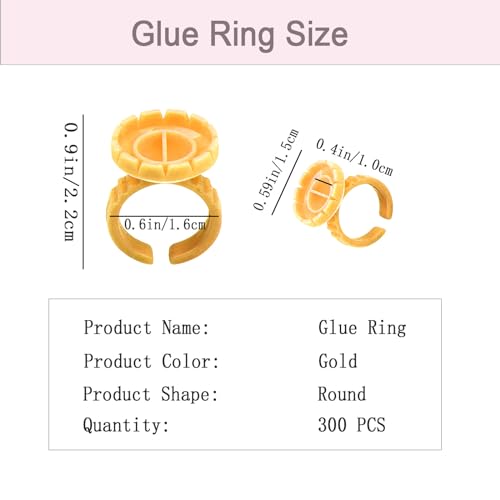 Gold Eyelash Glue Rings - 300PC Disposable Lash Extension Cups