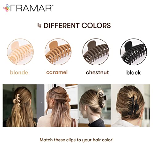 FRAMAR Extra Large Claw Clips for Thick Hair | Matte Finish