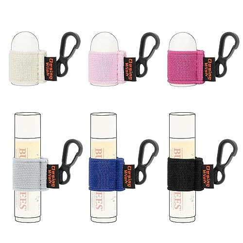 Desing Wish 6 PCS Mini Chapstick Holder Keychain Elastic Sleeve Chapstick Keychain Holder for Lip Balms/Lip Gloss/Lipsticks, Portable Lip Balm Holder Sleeves - Colorful