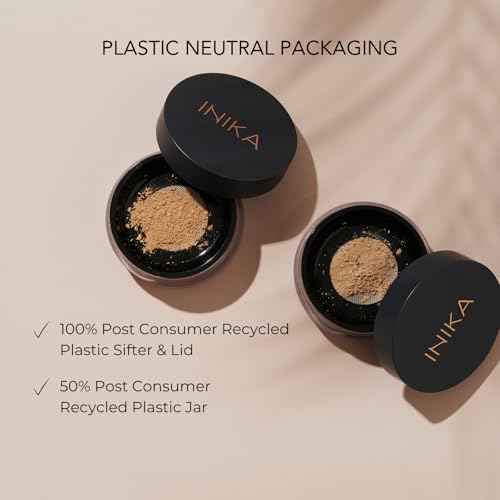 INIKA Organic Mineral Powder Foundation with SPF 25 - Vegan Makeup, Natural Looking, Buildable Coverage, Flawless Radiance & Glow, Blemish Coverage, Cruelty Free, Sustainable Packaging, Nurture, 8g