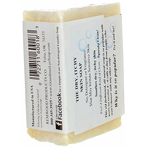 Grandma's Pure Lye Soap Bar - 6.0 oz Unscented Face & Body Wash Cleans with No Detergens, Dyes & Fragrances - 60018 (4 Pack)