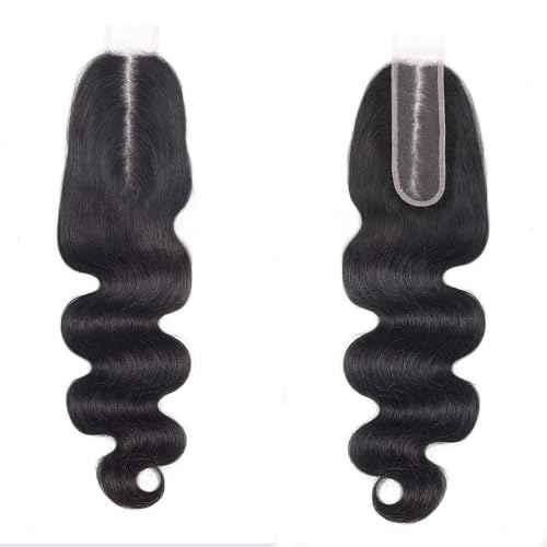 2 By 6 Lace Closure Human Hair Closure HD Transparent Body Wave 2x6 Lace Closure Middle Part Human Hair Kim K Closure With Baby Hair (18 inch, 2x6 Closure)