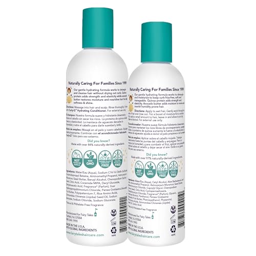 Fairy Tales Curly Q Hydrating Kids Shampoo 12oz and Conditioner 8oz - Paraben, Sulfate, Gluten, and Nut Free - For All Curl Types Including Multi Cultural Hair (4 Pack)
