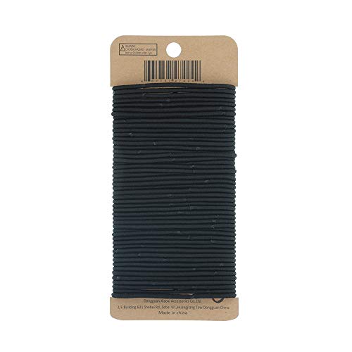 No-Metal Girls Elastic Hair Ties - Black 2mm, 50 Count - Strong & Gentle