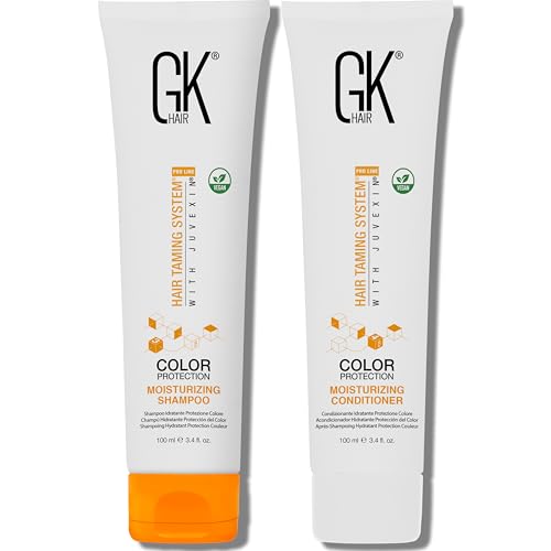 GK HAIR Travel Size Shampoo &Conditioner set-Curly Hair Shampoo & Conditioner For Color Protection-Made with Aloe vera,Parki Butter-Free of Parabens Phthalates & Sulfate Free (3.4 Fl Oz)