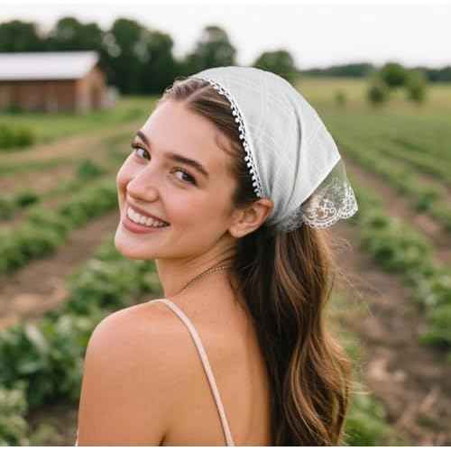 Huachi White Bandanas Head Scarf Headband for Women¡¯s Hair - Lace Hair Scarf Bandana Headband - Cute Stylish Head Kerchief Summer Accessories