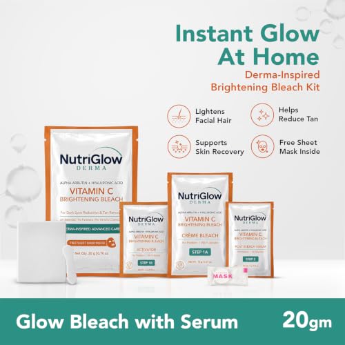 Nutriglow Vitamin C Bleach for Tan Removal & Hair Lightening 6-in-1 20g