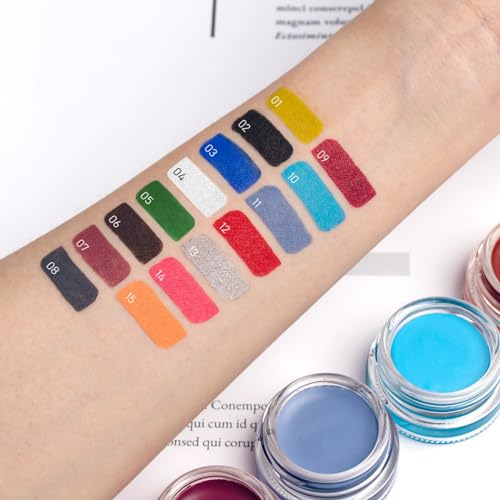MAEPEOR Matte Gel Eyeliner 12 Color Smooth Cream Eyeliner Gel Pot Long Lasting Waterproof High Pigment Eyeliner Cream for Daily or Cosplay (Matte, 09 Rose)