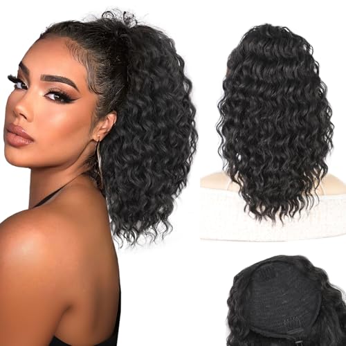 14 Inch Black Curly Ponytail Extension Clip In