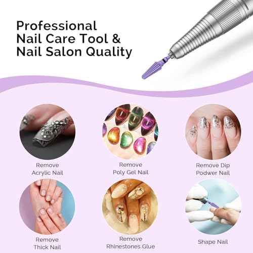 MelodySusie Professional Tornado 3/32'' Nail Drill Bits, Carbide Tungsten Multi-function Bits, Suitable for Manicure Pedicure Cuticle Gel Polishing, Salon Bits, Series Bit-X, Purple, XC