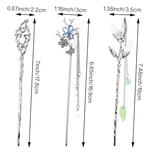 6-Piece Star Moon Hair Sticks for Buns Vintage Chinese Hairpins