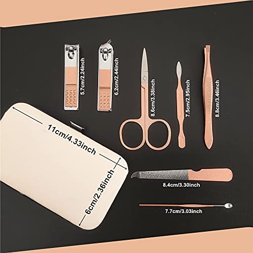 7-Piece Stainless Steel Manicure Set with Travel Case - Rose Gold