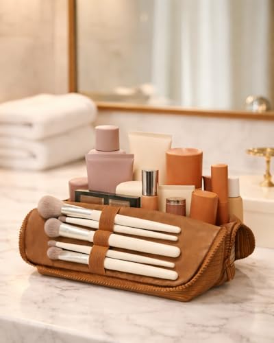 APT 1101 Standing Makeup Bag for Travel - Foldable & Organized