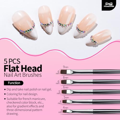 Fandamei Nail Art Pens & Brushes Set – 5 flat, 3 drawing, 3 liner Brushes, 5 dotting tools, nail art stand & palette
