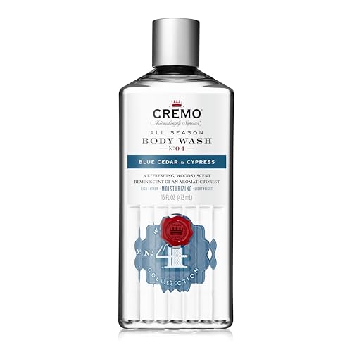 Cremo Rich-Lathering Blue Cedar & Cypress Body Wash for Men, A Woodsy Scent with Notes of Lemon Peel, Cypress and Cedar, 16 Fl Oz