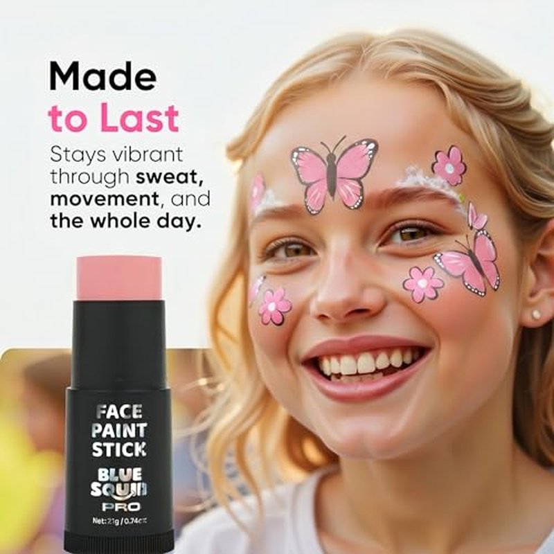 Blue Squid Pastel Pink Face Paint Stick - XL Waterproof Makeup