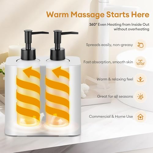 Dual Massage Oil Warmer Heater with 4 Massage Oil Bottles and 2 Funnels,Adjustable Temp (86?149¡ÆF)&Timer (0.5?24H) Lotion Warmer,Dual Bottle Heated Oil Dispenser for Spa, Salon & Home Use