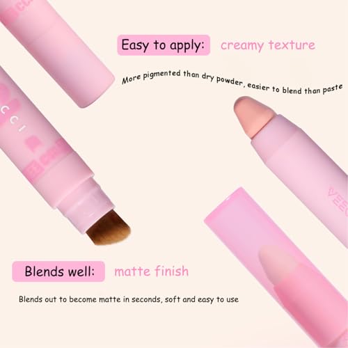 VEECCI Blush Stick with Built-in Brush – Moisturizing, Long-Lasting